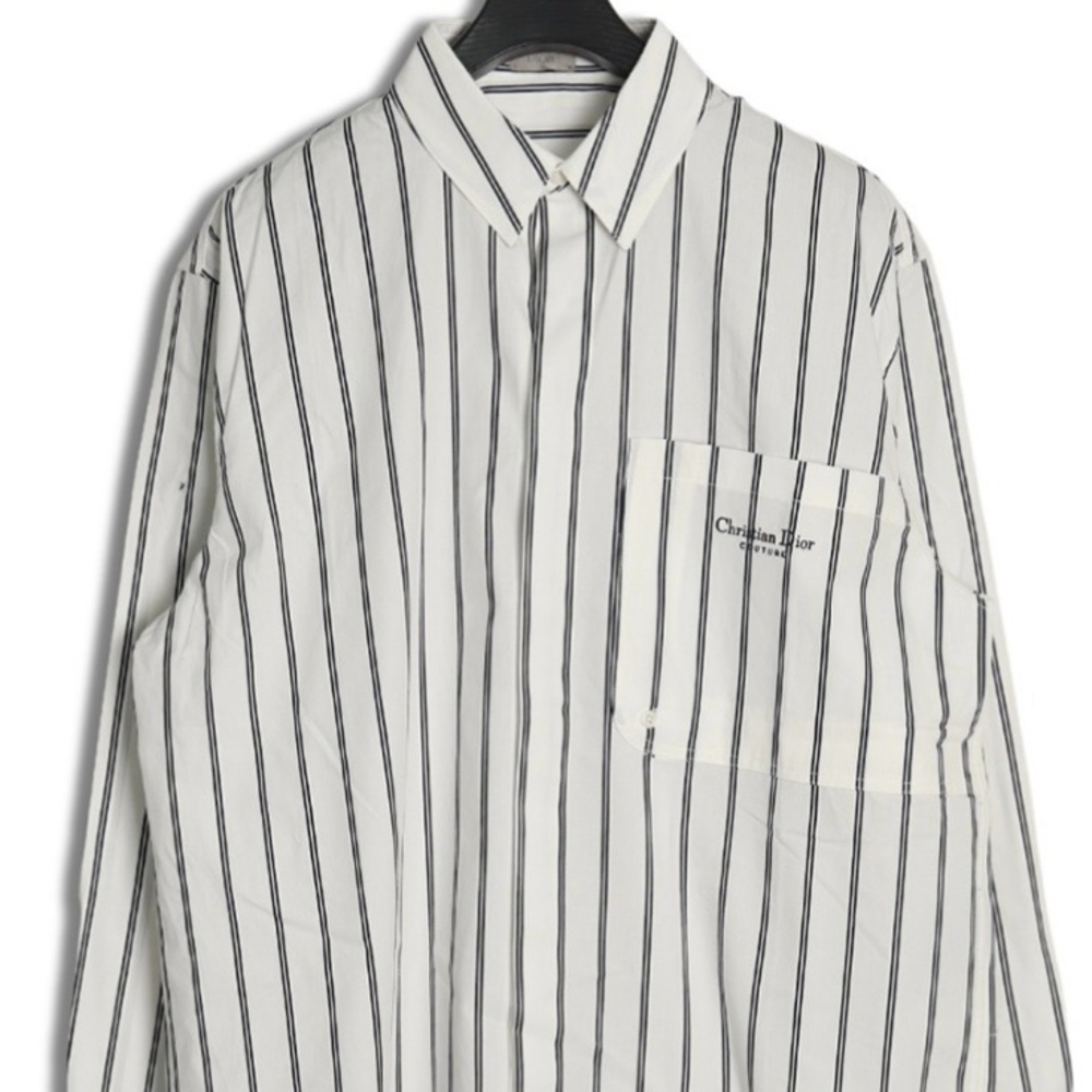Christian Dior Atelier Striped Poplin Shirt - White & Black, Size XL